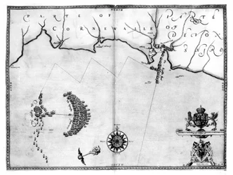 Map No.2 Showing the route of the Armada fleet, engraved by Augustine Ryther, 1588